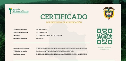 Colombia lanza Registro de Tierras sobre la Blockchain de Xrpl con Peersyst y red cripto de Ripple