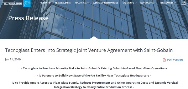 Castigan en Wall Street fracaso de planta de US$160 millones de Tecnoglass con Saint Gobain