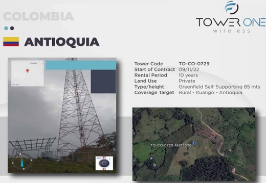 Tower One Wireless construyó 13 torres nuevas (nueve en Colombia y cuatro en Ecuador) en septiembre