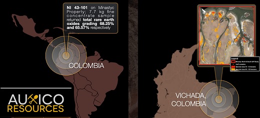 Canadiense Auxico, que descubrió metales raros en el Vichada colombiano, incumplió presentación de balances, pide un mes de espera