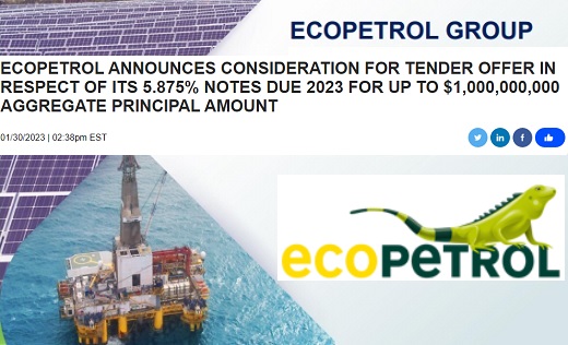 Ecopetrol confirma primicia sobre oferta de recompra de bonos por US$1.000 millones que vencen en septiembre de 2023