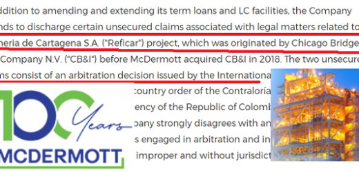 Y McDermott (muerto viviente de CB&I) no pagará fallo por Reficar: se somete a “reorganización empresarial” y solicita anular laudo