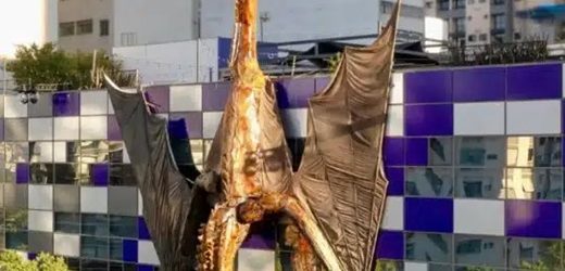 Un dragón Syrax de 15 metros aterrizó en lo alto del icónico edificio violeta de Nubank en São Paulo
