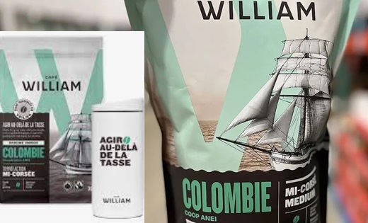 50 contenedores con granos de café verde colombiano en el viaje del carguero a vela canadiense Café William más grande de la historia moderna