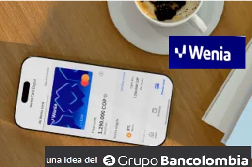 Wenia Card (idea de Bancolombia), tarjeta 100% digital de Mastercard, desde hoy puede hacer compras nacionales e internacionales con criptoactivos