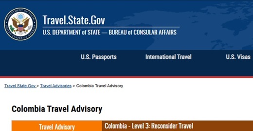 El Gobierno de la Estados Unidos recomienda posponer viajes a Colombia por la continua delincuencia y el brote inesperado de fiebre amarilla