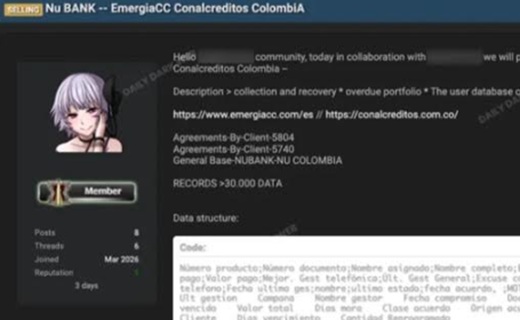Nubank Colombia sufrió filtración de datos que expone registros de clientes y base de datos de cobros
