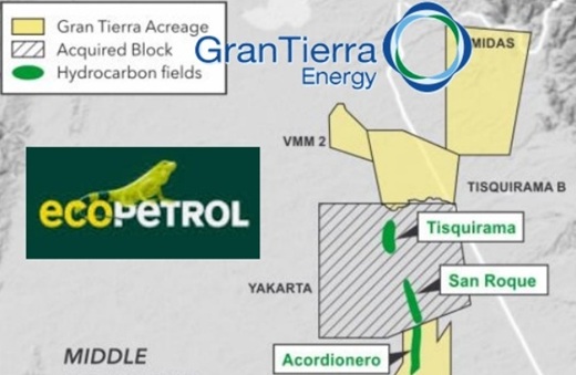 Acuerdo de Gran Tierra para campos Tisquirama y San Roque reducirá participación de Ecopetrol sobre crudo producido a diartio en Colombia 